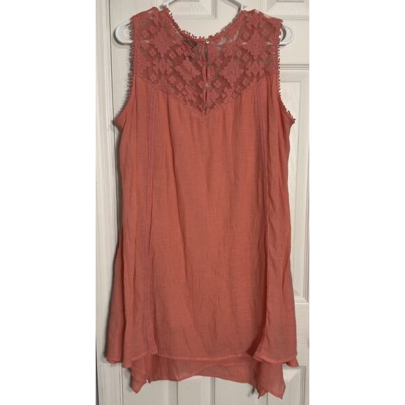 New Directions Petite Pink/Coral Dress, Sleeveless, Lace, Pom Poms, PXL - Picture 4 of 6